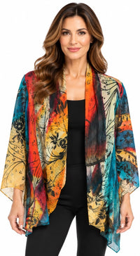 BABA – Vibrant Multicolour Floral Print Kimono Jacket