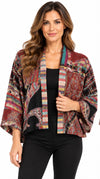 BABA – Elegant Burgundy Multicolour Patchwork Short Jacket | PCH-16