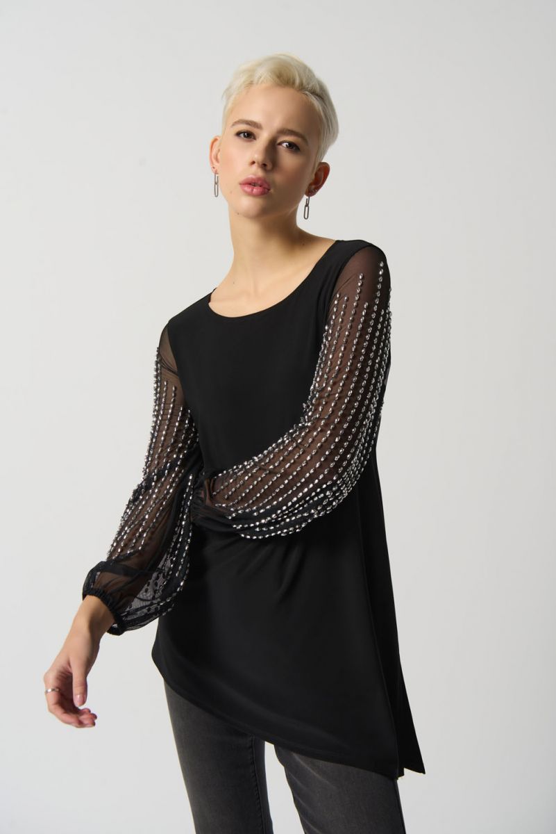 Joseph Ribkoff Puff Sleeve Asymmertrical Tunic #2333002
