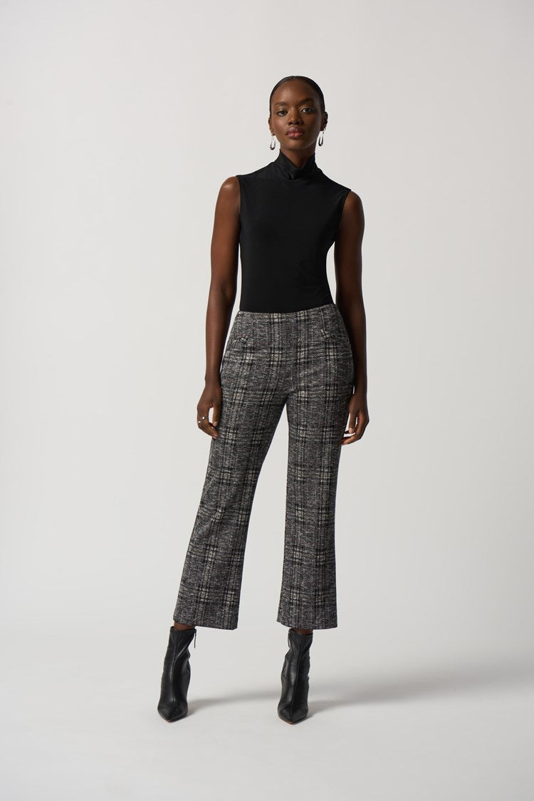 Joseph Ribkoff Plaid Jacquard Cropped Pant # 233138