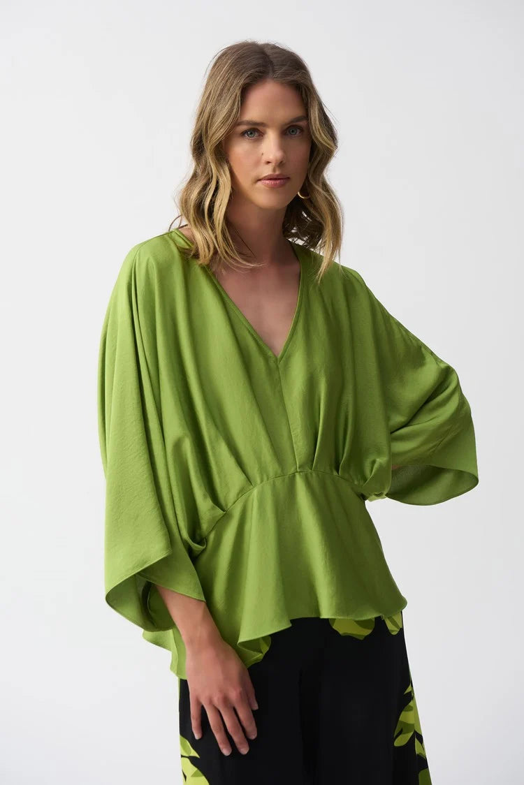 Joseph Ribkoff Hammered Satin Peplum Top #251037 – Ziba Couture