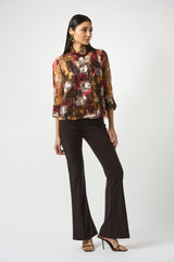 Organza Abstract Print Two-Piece Trapeze Jacket