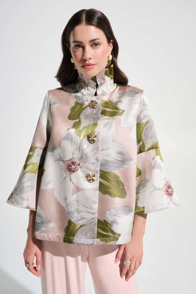 Joseph Ribkoff Signature Floral Jacquard Jacket With Bell Sleeves #262702