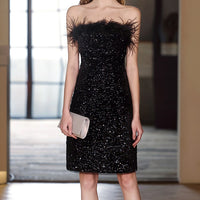 Elegant Off-shoulder Sequin Evening Dress