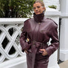 Womens Short Leather Jacket With Lacing