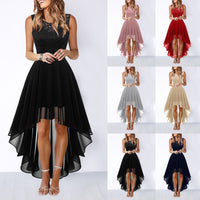 Hollow-out Lace Waist-tightening Chiffon Evening Dress
