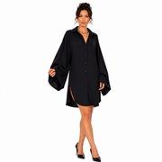 FITOLINI Oversized Black Shirt Dress with Flowing Sleeves
