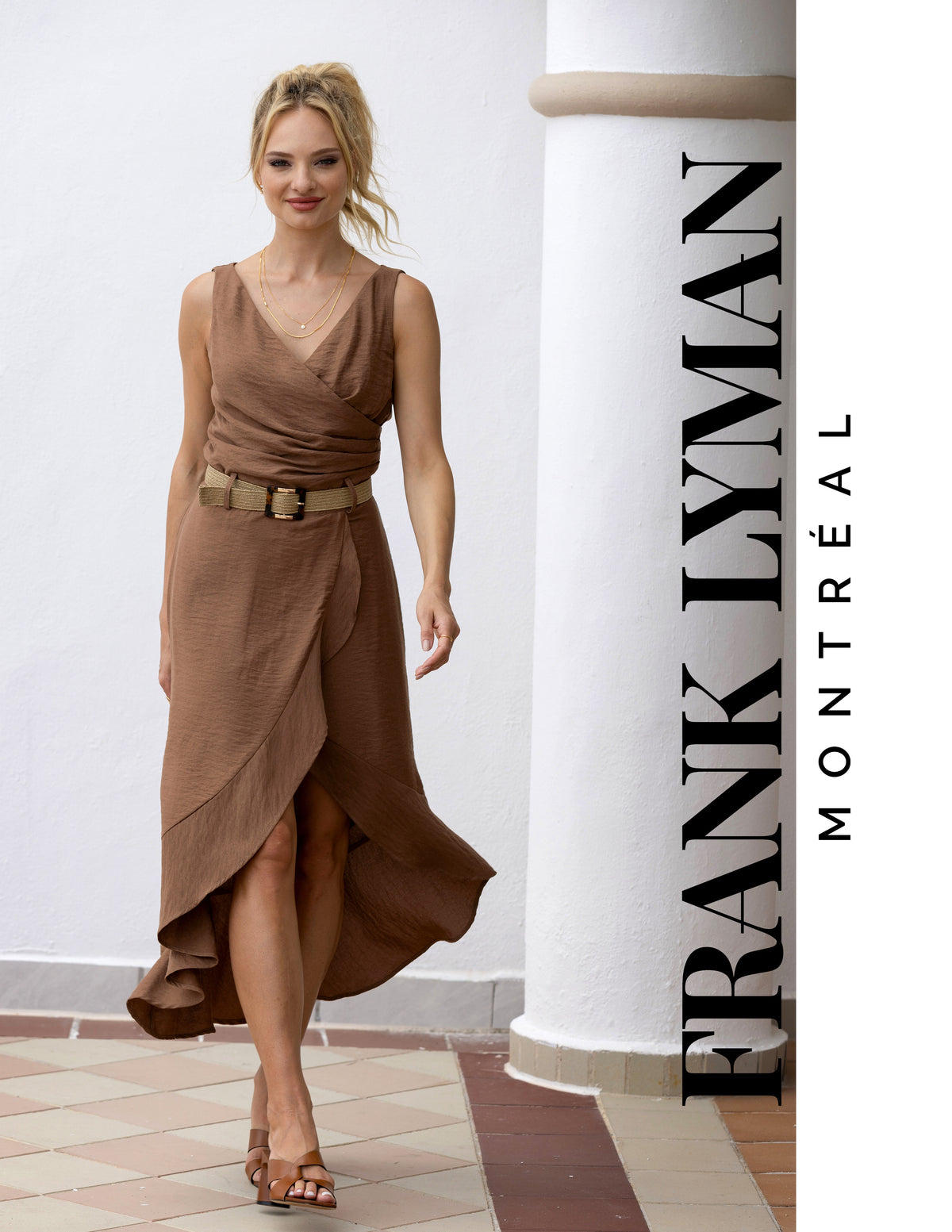 Frank Lyman Cocoa V-Neck Dress # 231138