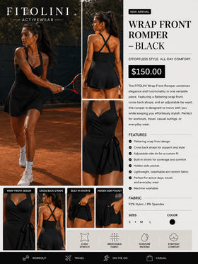 FITOLINI Tennis Romper – Black