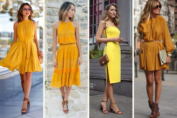 What colors can be used to set a yellow dress?