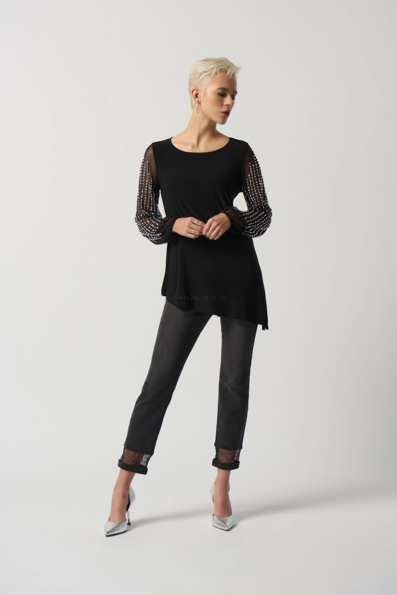Joseph Ribkoff Puff Sleeve Asymmertrical Tunic #2333002