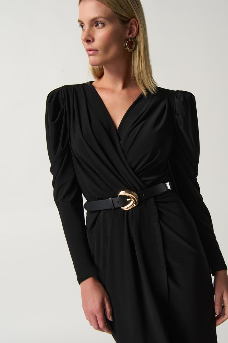Joseph Ribkoff Puff Sleeve Wrap Dress # 233075