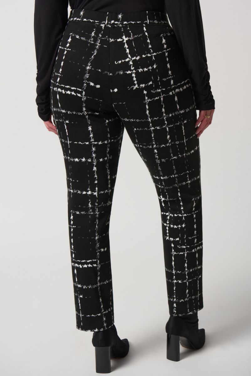 Joseph Ribkoff Black/Multi Plaid Slim Fit Pant #233143
