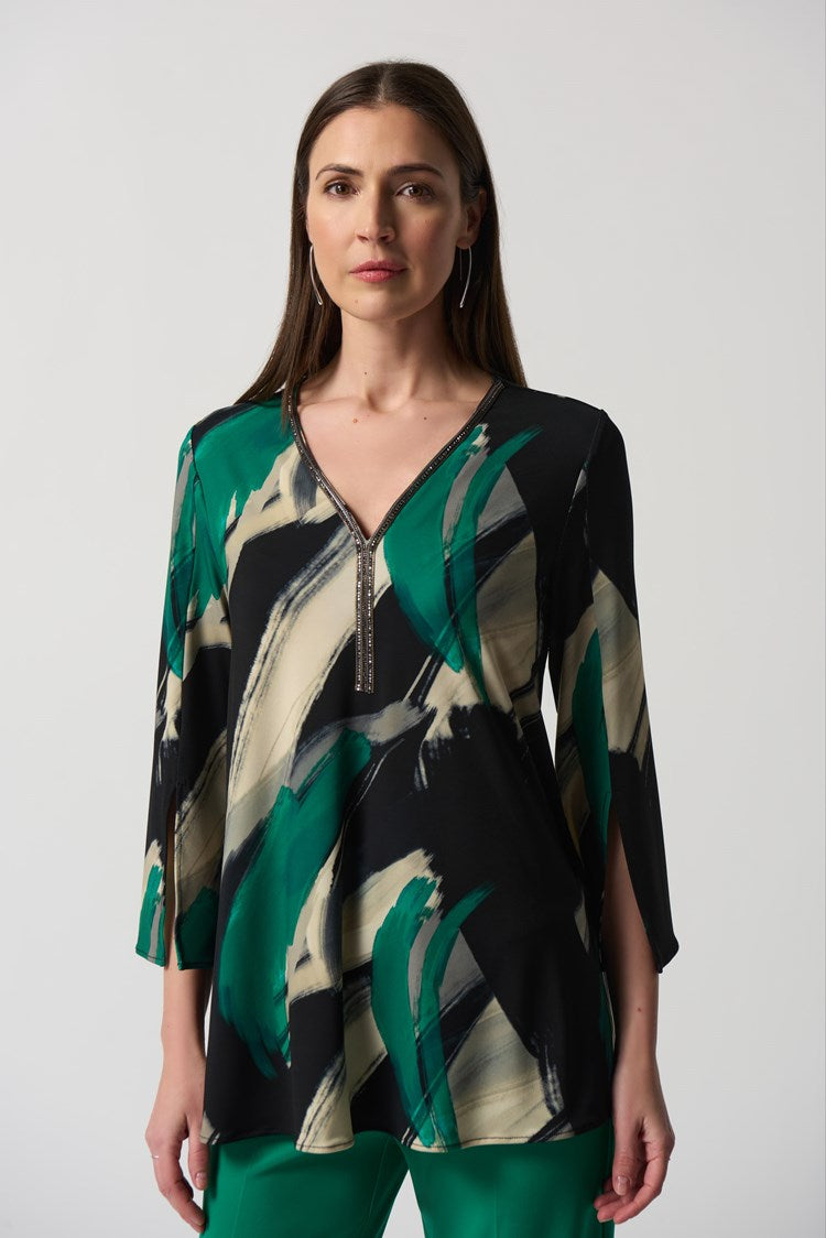 Joseph Ribkoff Abstract Print Fit-and Flare Tunic # 233178
