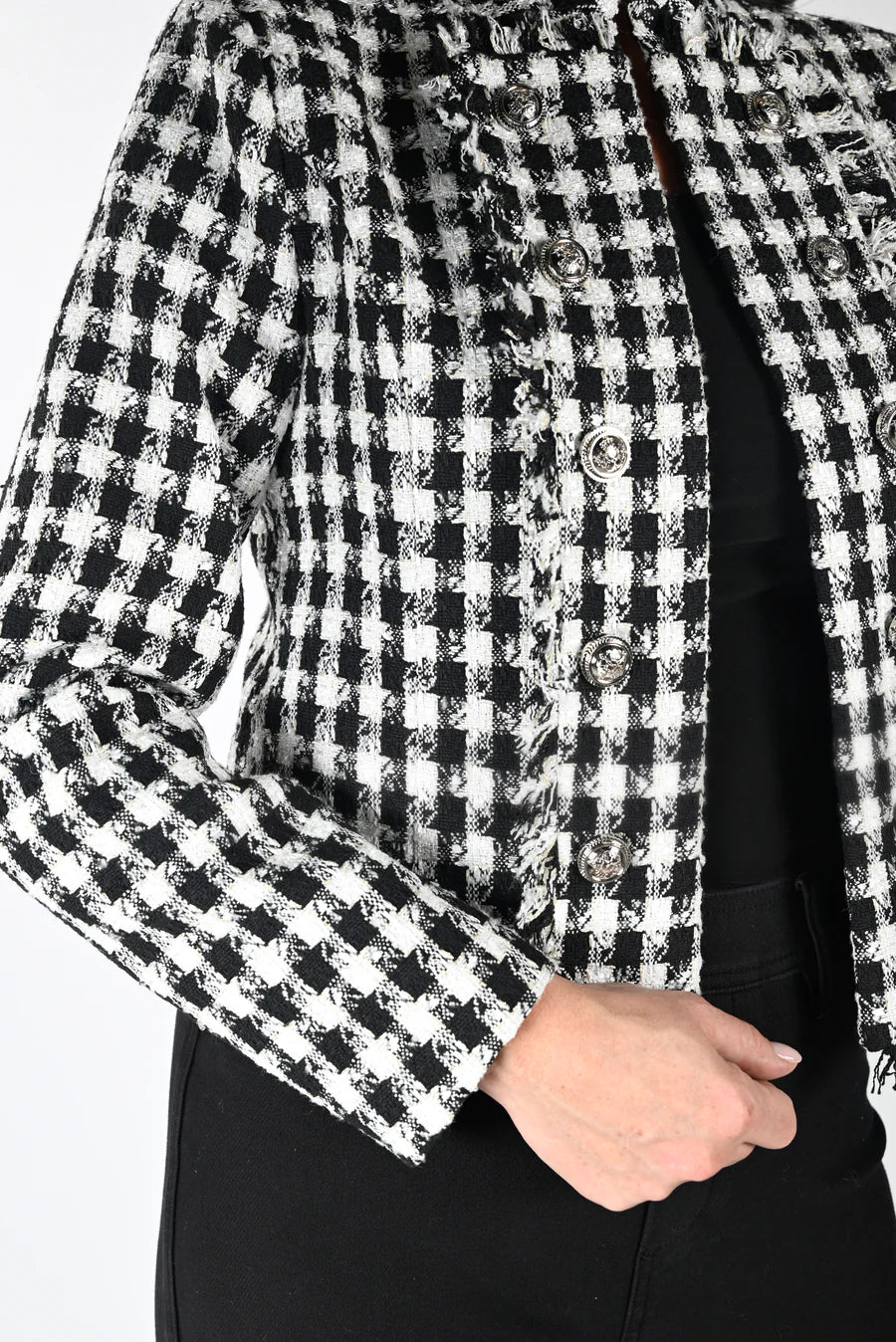 Frank Lyman Frank Lyman Woven Jacket-Black/Off White #233813U