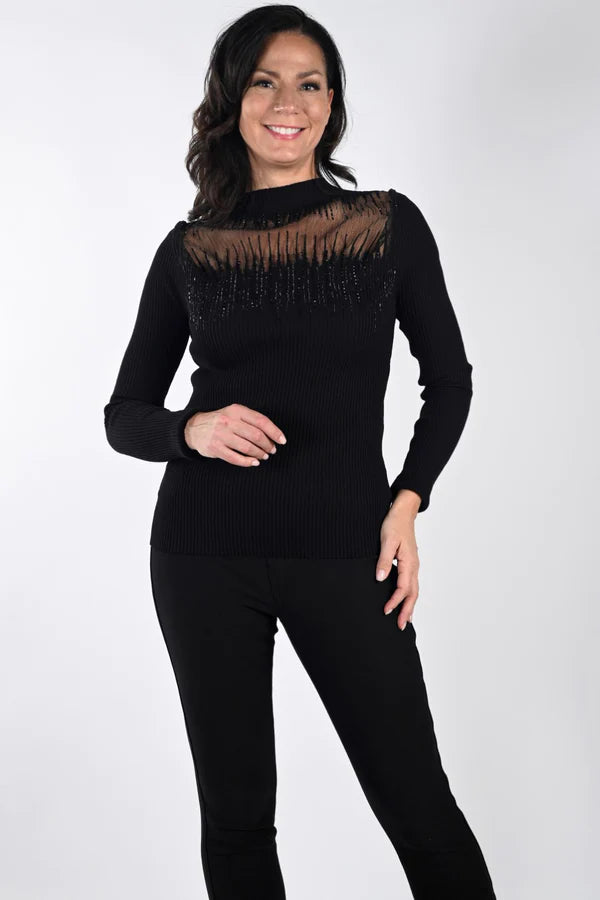 Frank Lyman Black Knit Top # 233842