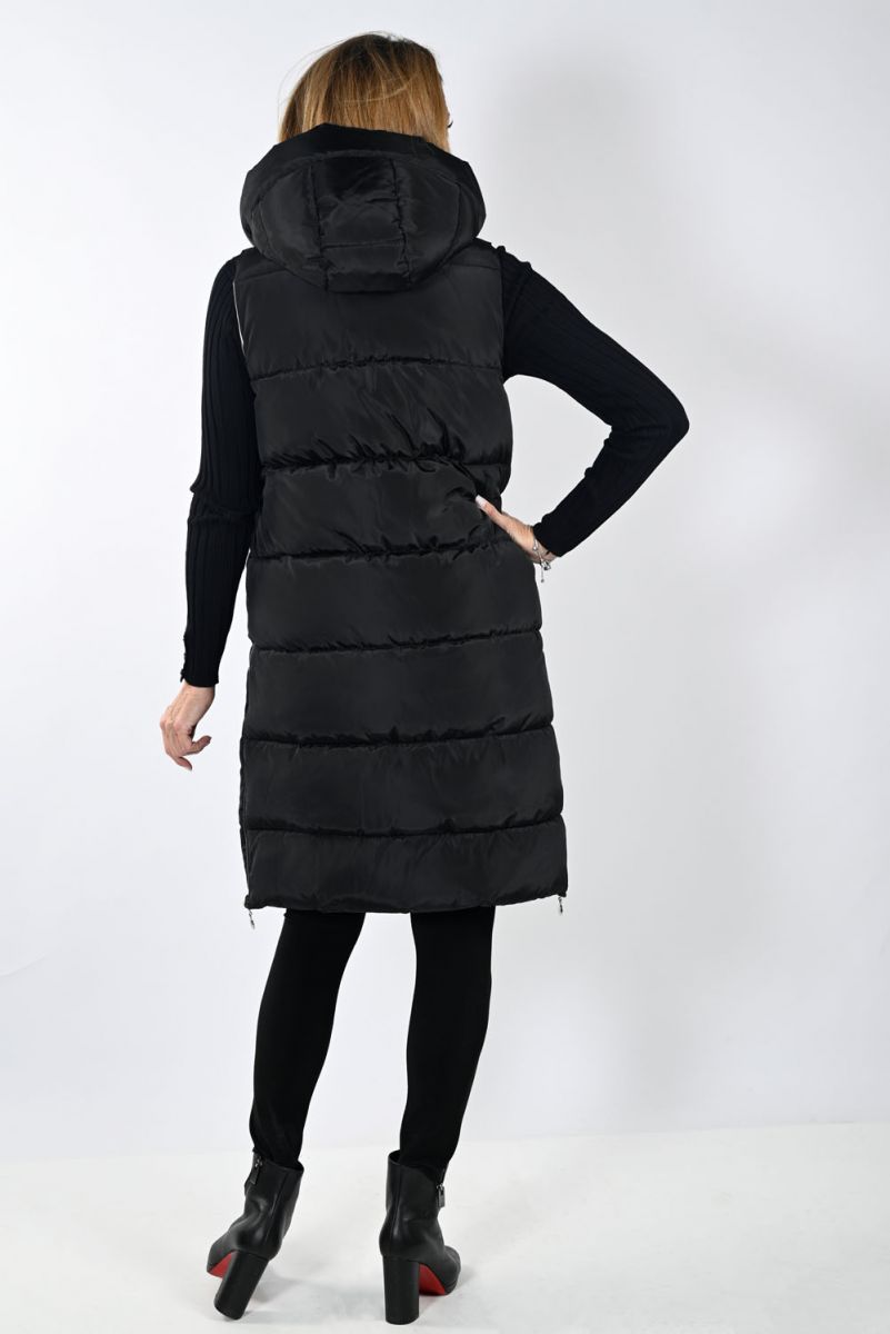 Frank Lyman Black/Gold Reversible Sleeveless Puffy Jacket # 233899U