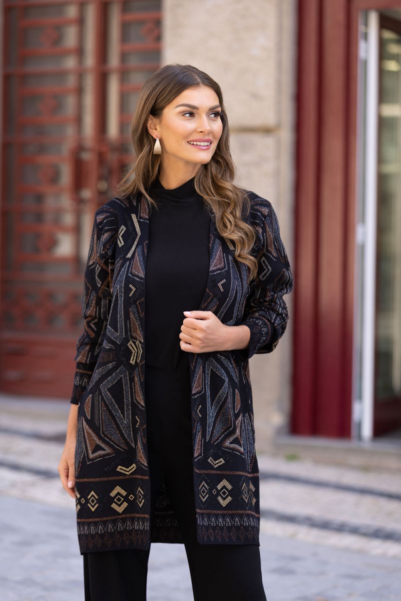 Frank Lyman  Black/Rust Knit Cover-Up # 233904U