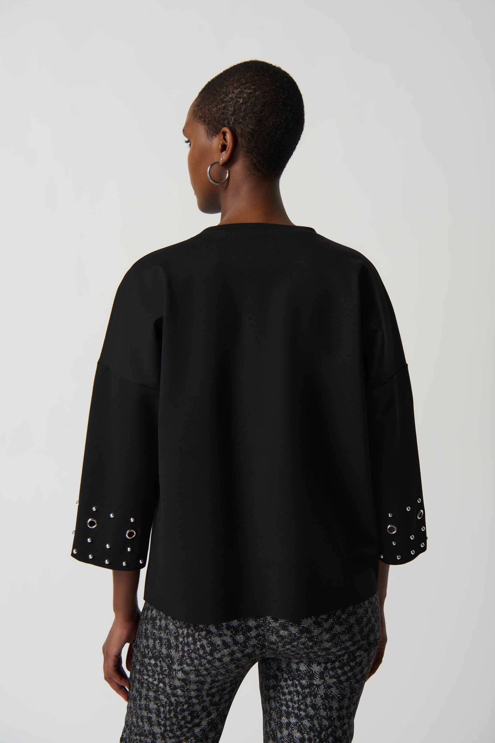 Joseph Ribkoff Heavy Knit Boxy Top With Eyelet Detail #234142
