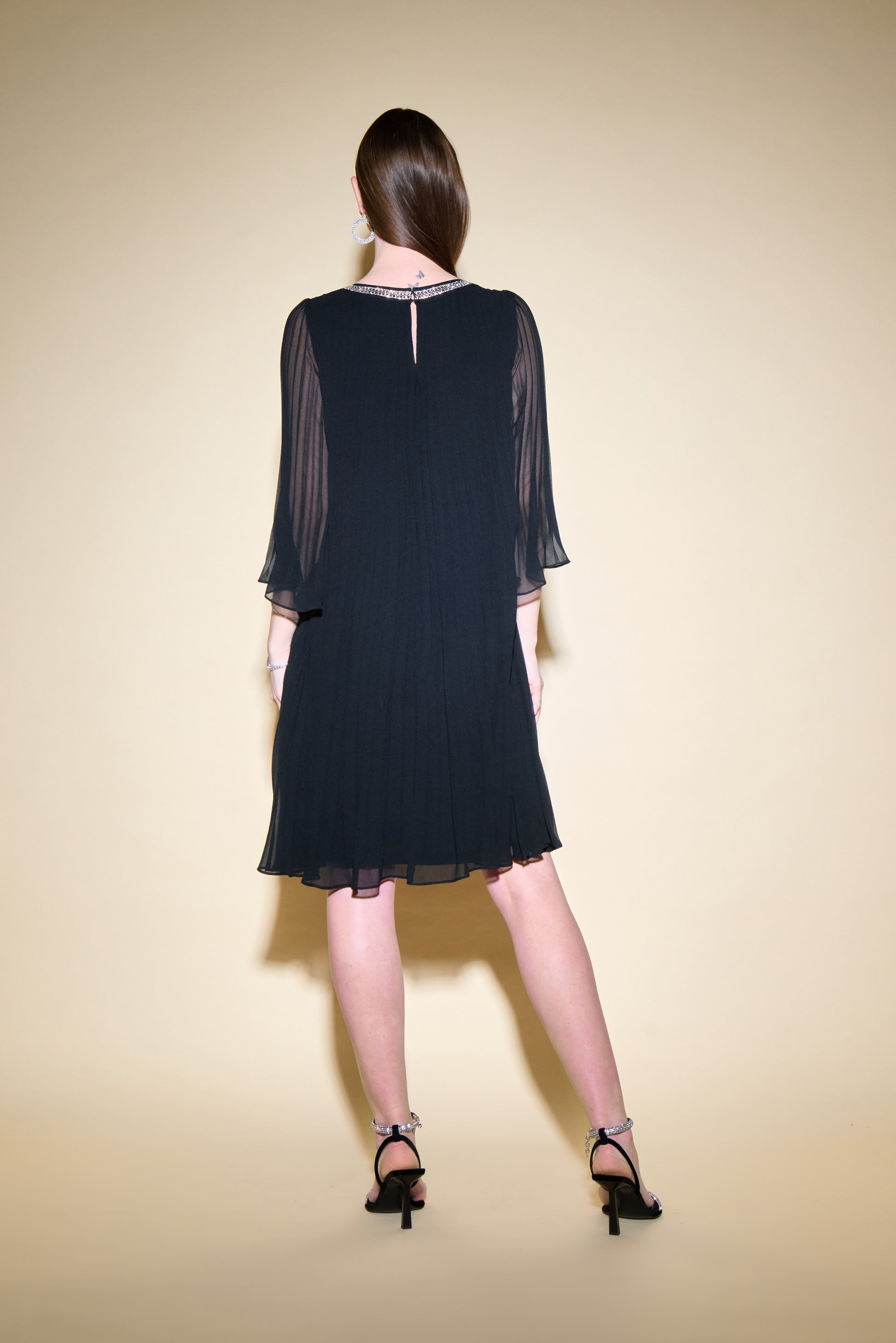Joseph Ribkoff Pleated Chiffon Trapeze Dress # 234700