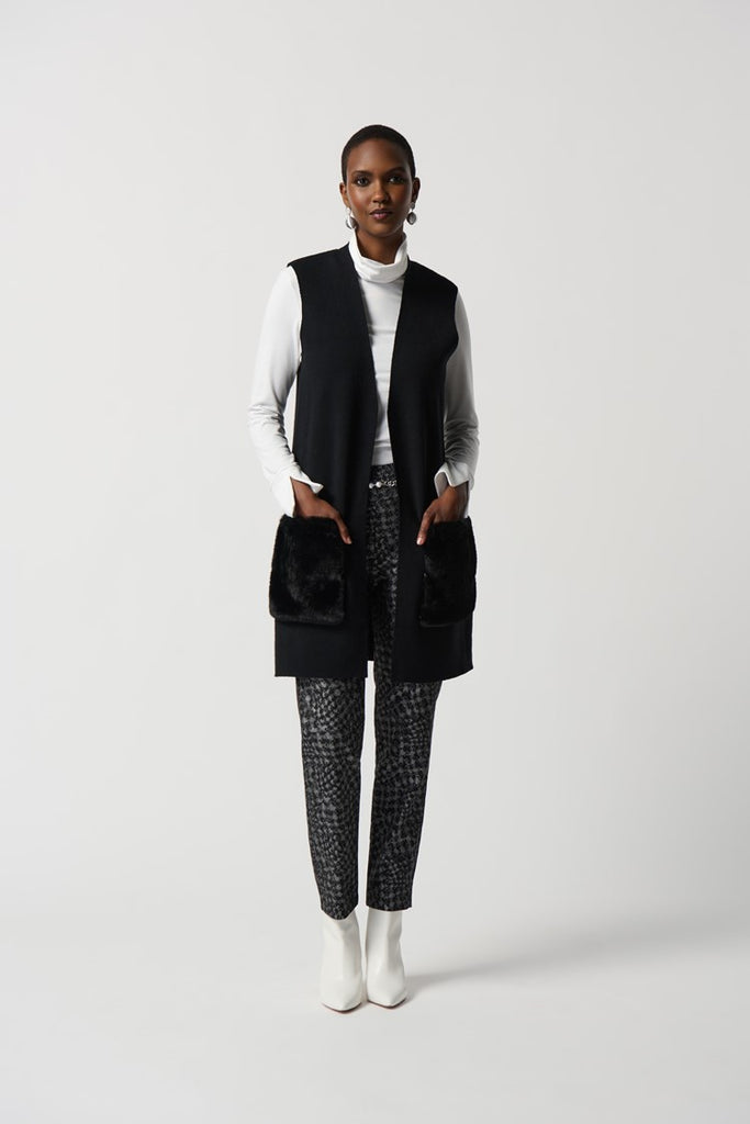 Joseph Ribkoff Sweater Knit And Faux Fur Vest # 234912 – Ziba Couture