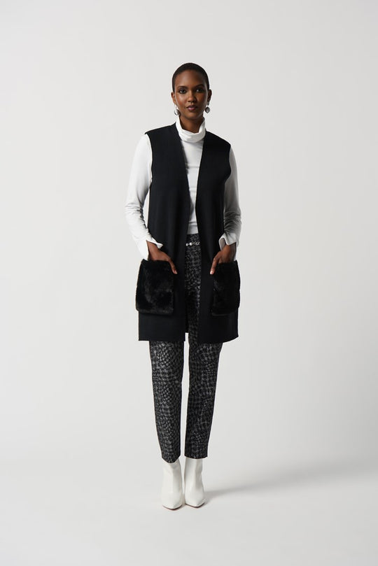Joseph Ribkoff Sweater Knit And Faux Fur Vest # 234912 – Ziba Couture