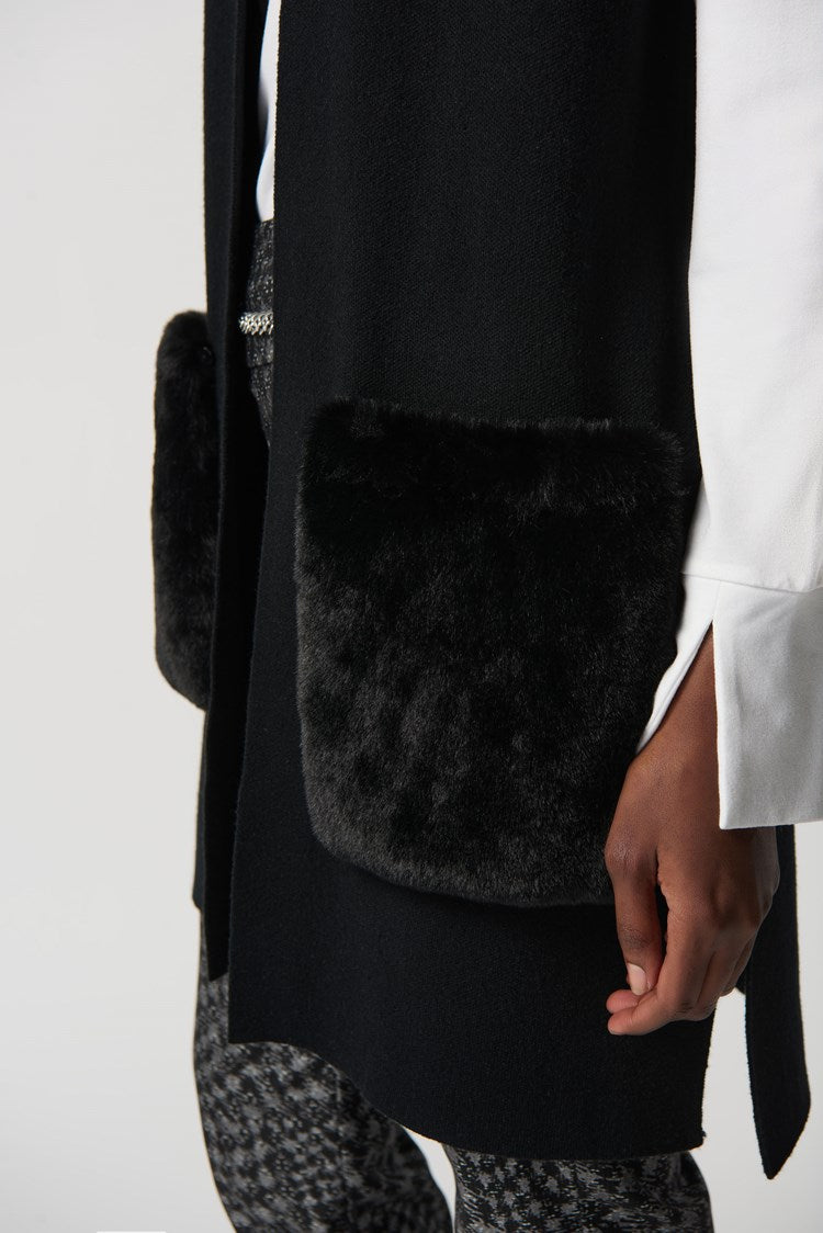 Joseph Ribkoff Sweater Knit And Faux Fur Vest # 234912