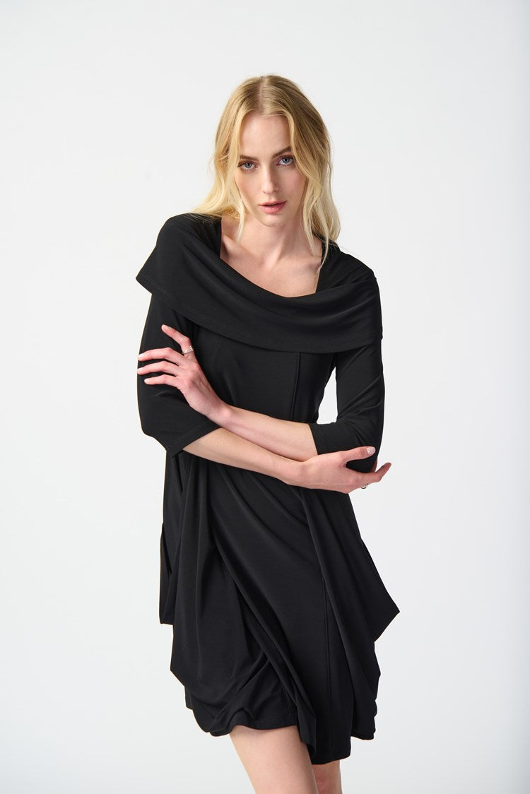 Joseph Ribkoff Silky Knit Cowl Collar Cocoon Dress # 241082