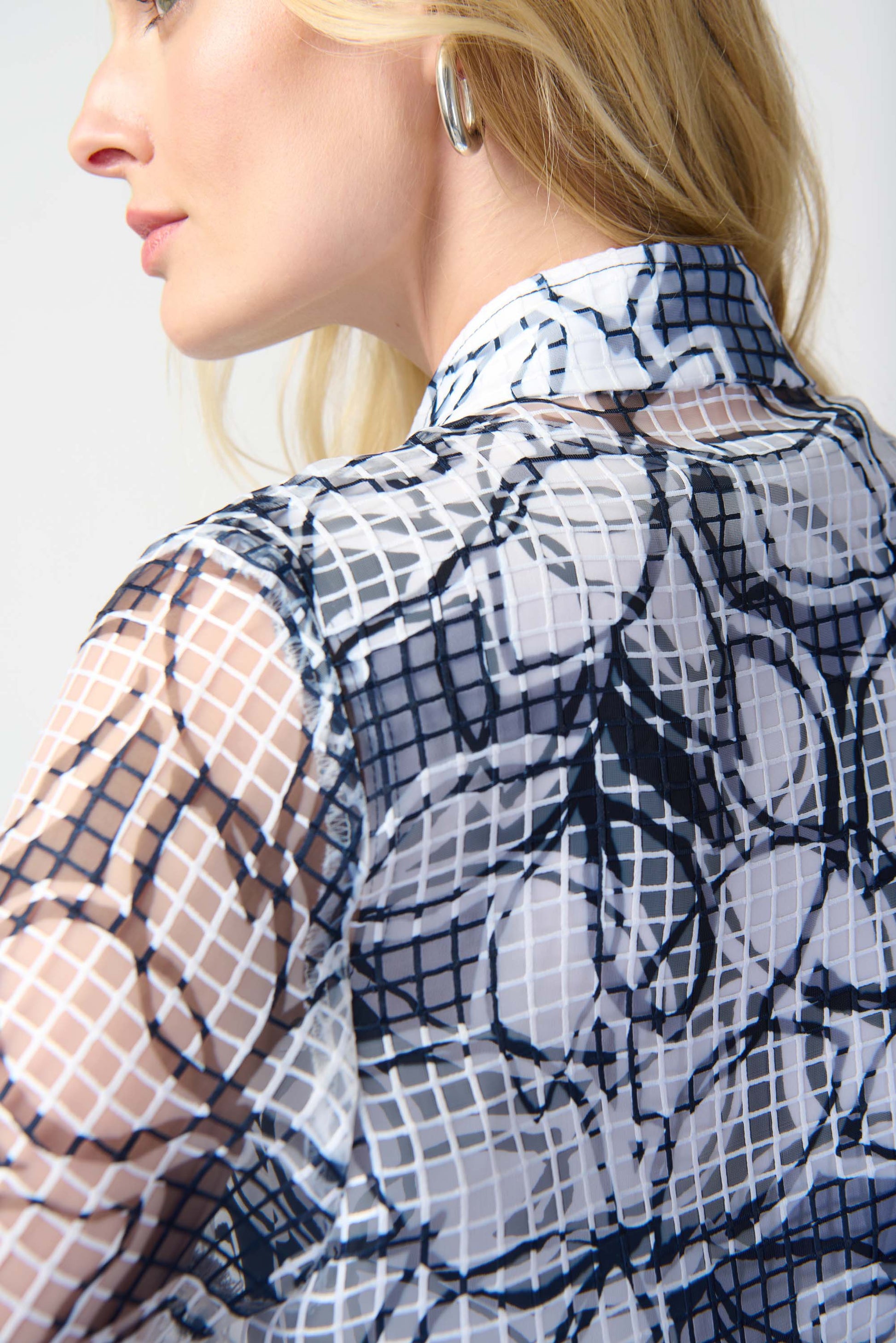 Joseph Ribkoff Leaf Print Puff Sleeve Two-Piece Top #241094