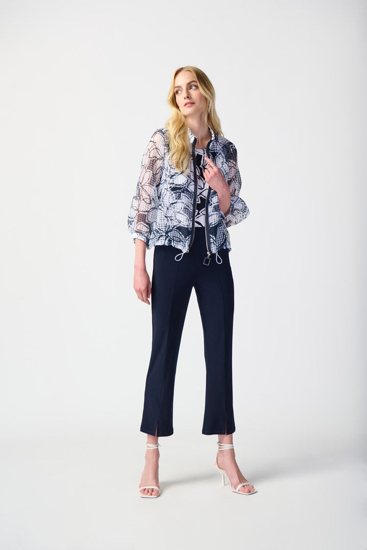 Joseph Ribkoff Leaf Print Puff Sleeve Two-Piece Top #241094