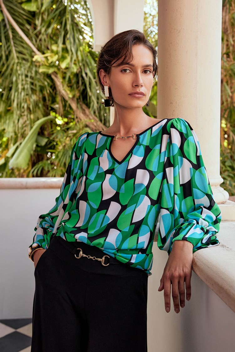 Joseph Ribkoff Geometric Print Georgette Top #241116 – Ziba