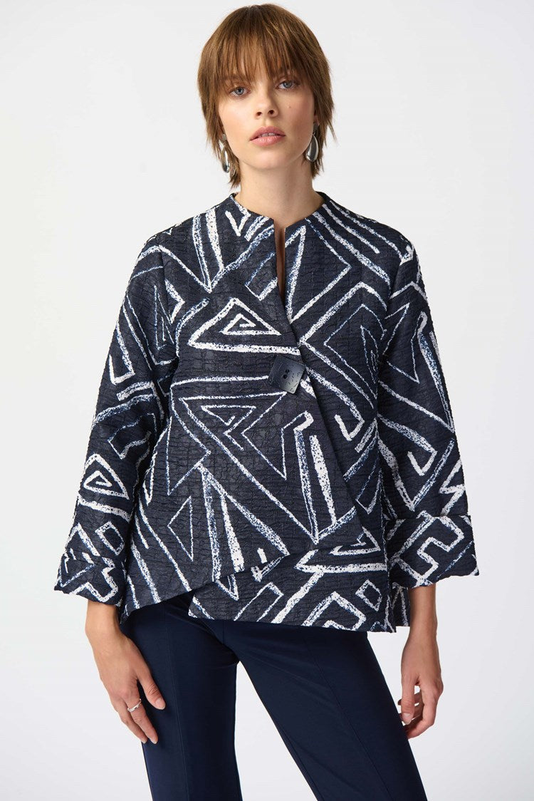 Joseph Ribkoff Geometric Print Woven Jacquard Swing Jacket #241291