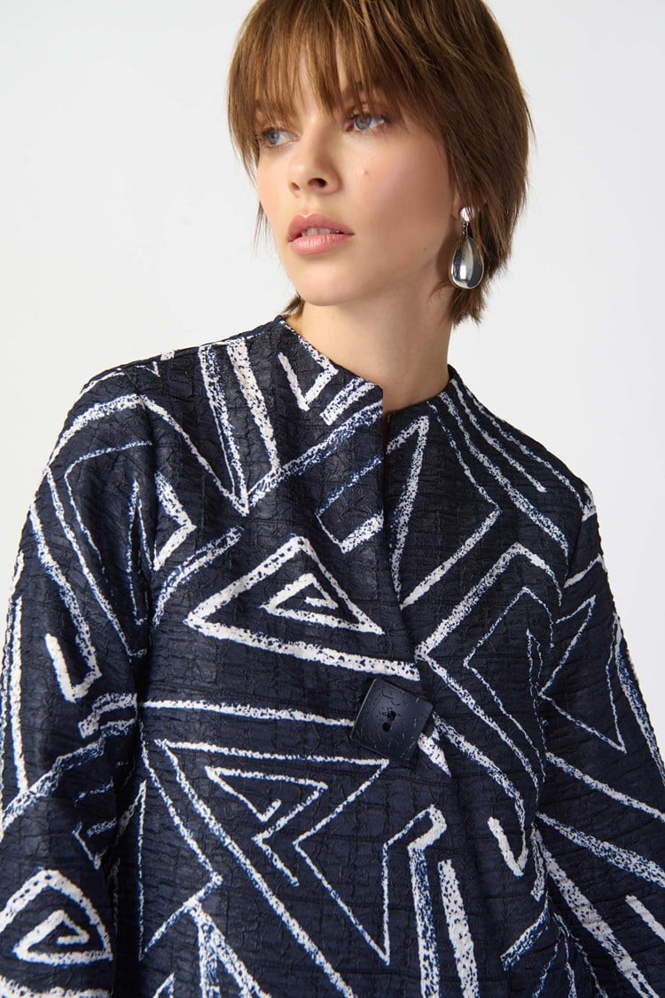 Joseph Ribkoff Geometric Print Woven Jacquard Swing Jacket #241291