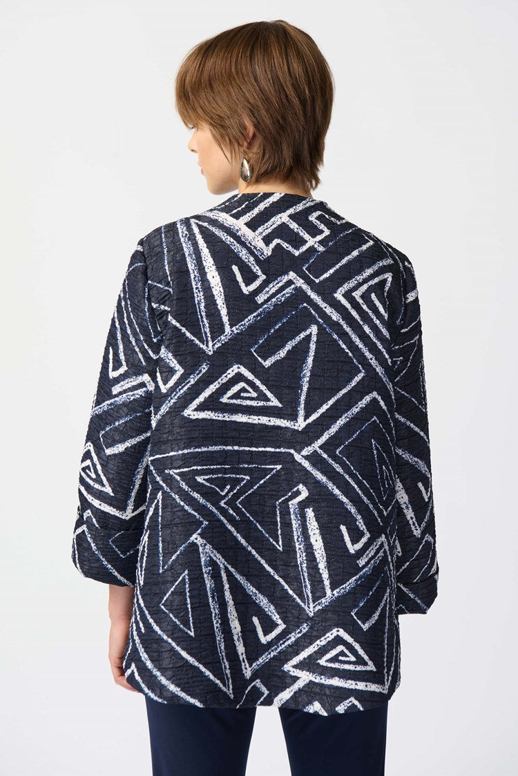 Joseph Ribkoff Geometric Print Woven Jacquard Swing Jacket #241291