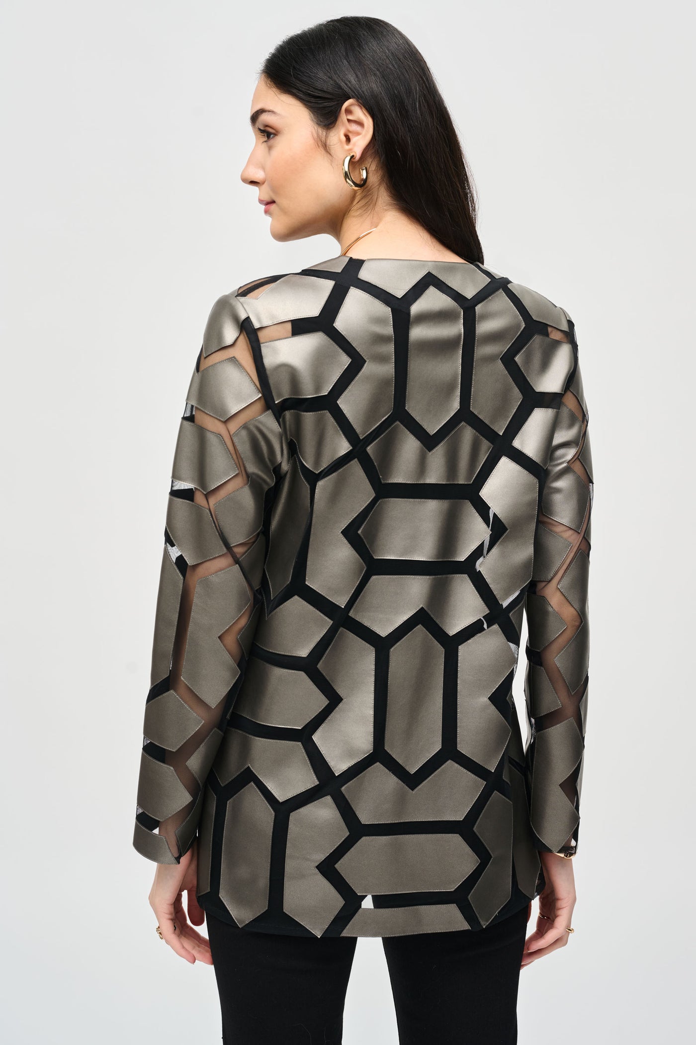 Joseph RIbkoff Laser-Cut Leatherette on Mesh Jacket #241905F24