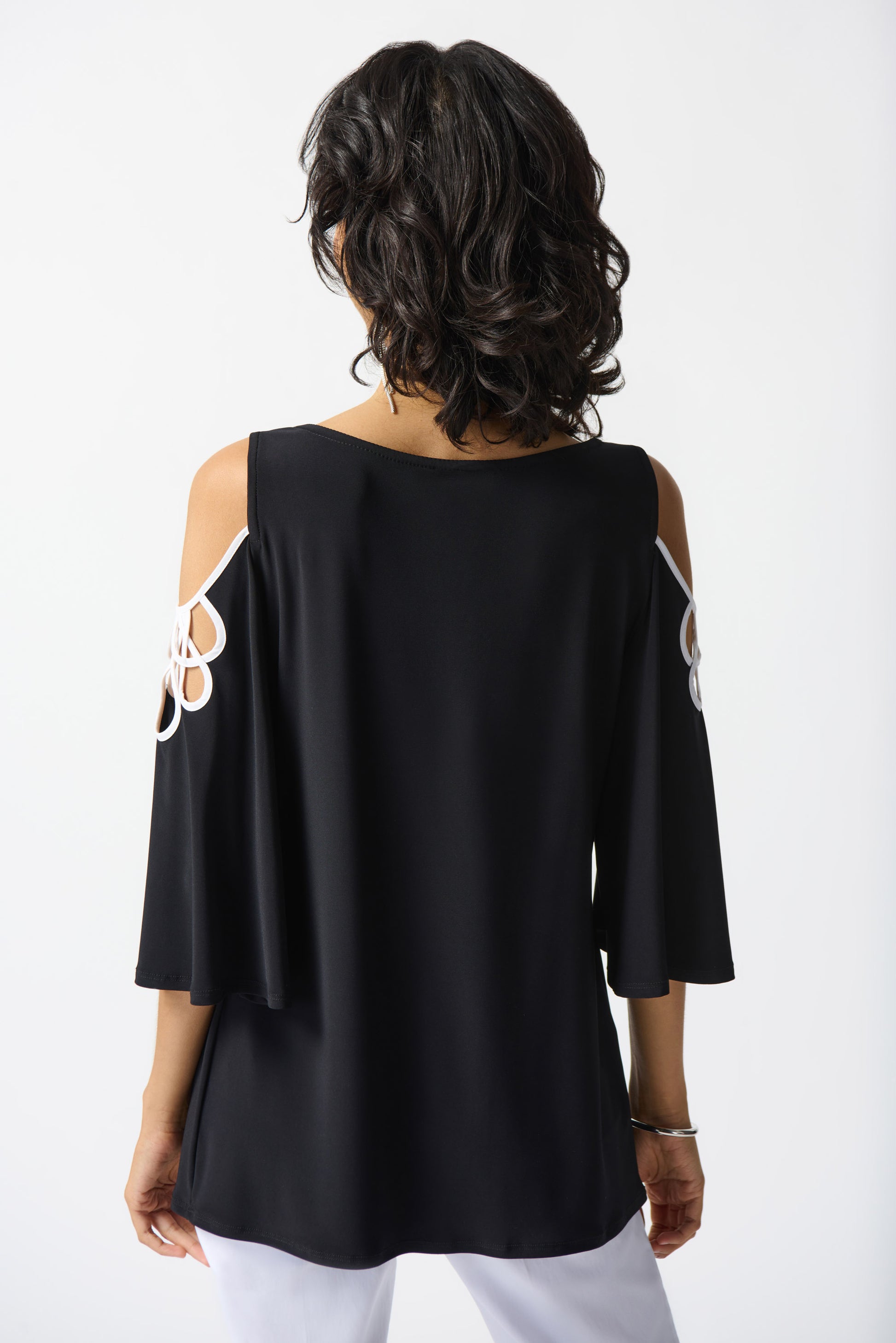 Joseph Ribkoff Silky Knit Cold Shoulder A-Line Top #242017