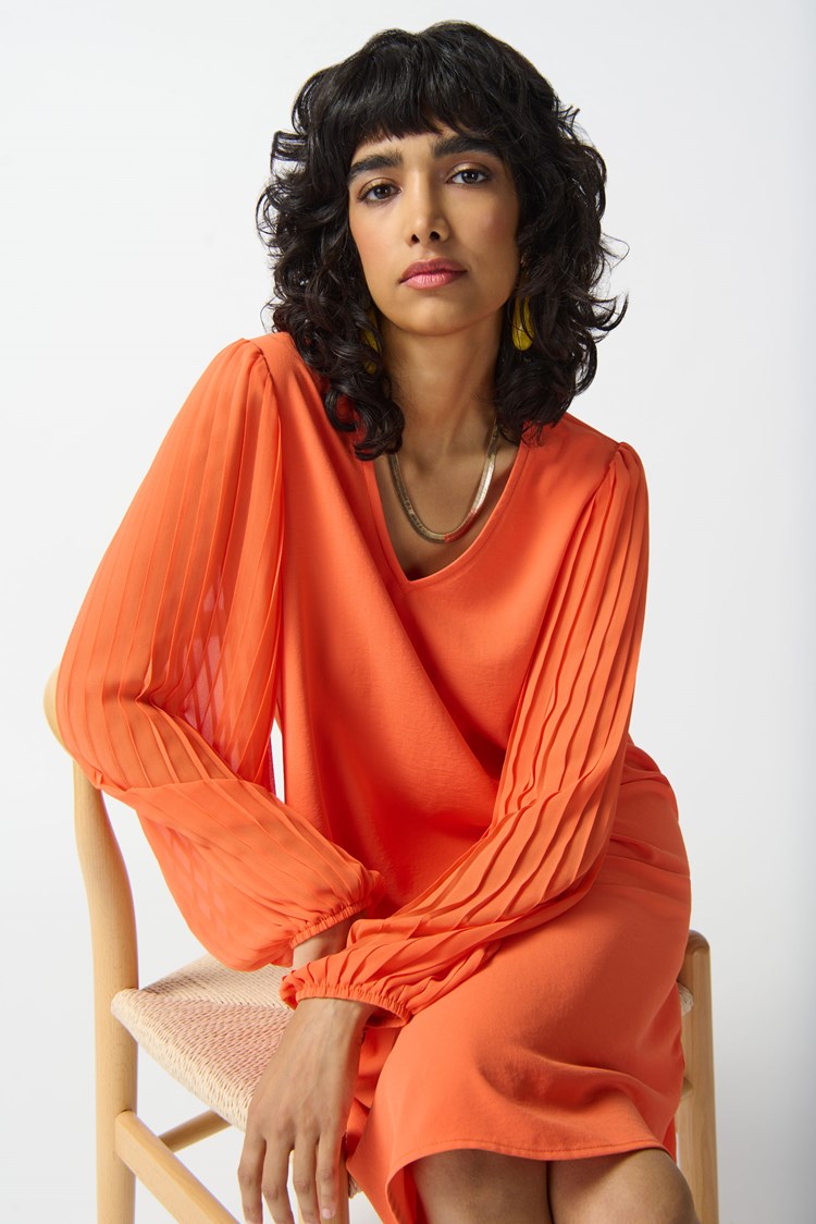 Joseph Ribkoff Woven And Chiffon A-Line Dress #242022 – Ziba Joseph Ribkoff Woven And Chiffon A-Line Dress #242022 – Ziba