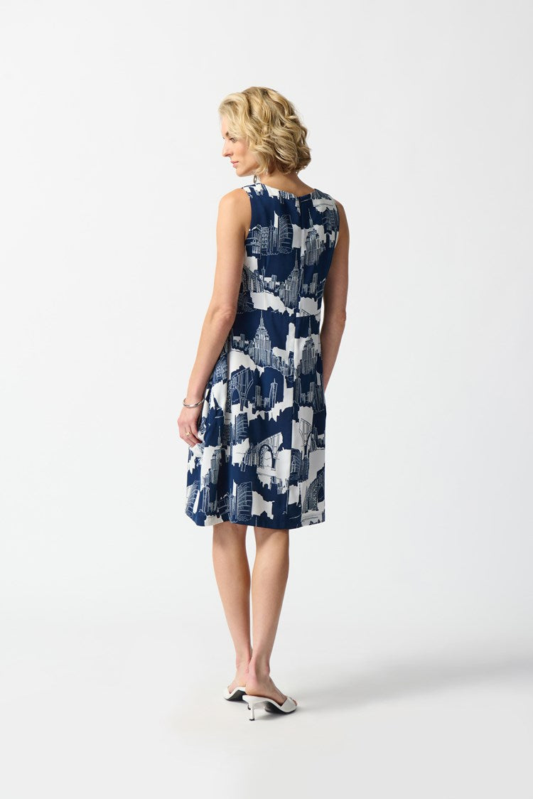 Joseph Ribkoff Gauze Scenery-Print Cocoon Dress #242157
