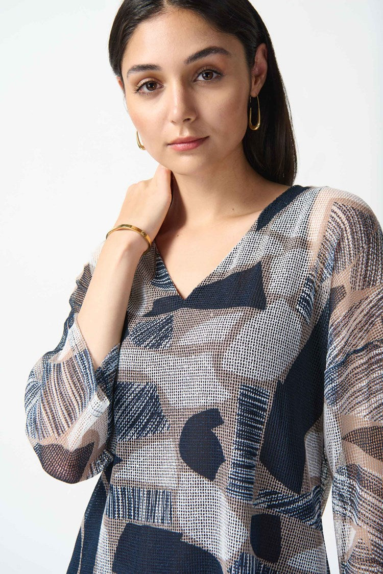 Joseph Ribkoff Mesh Abstract Print Layered Top #242200