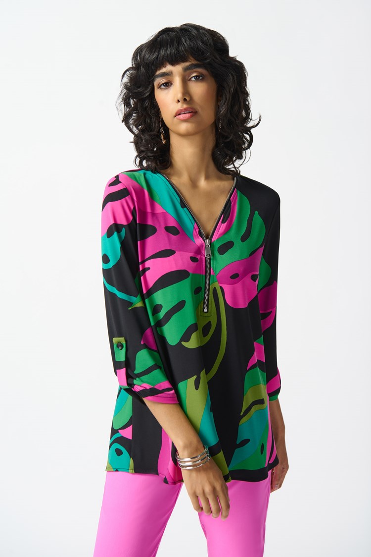 Joseph Ribkoff Silky Knit Tropical Print Tunic #242232