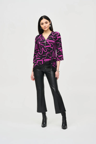 Joseph Ribkoff Silky Knit Abstract Print Flared Top #243059