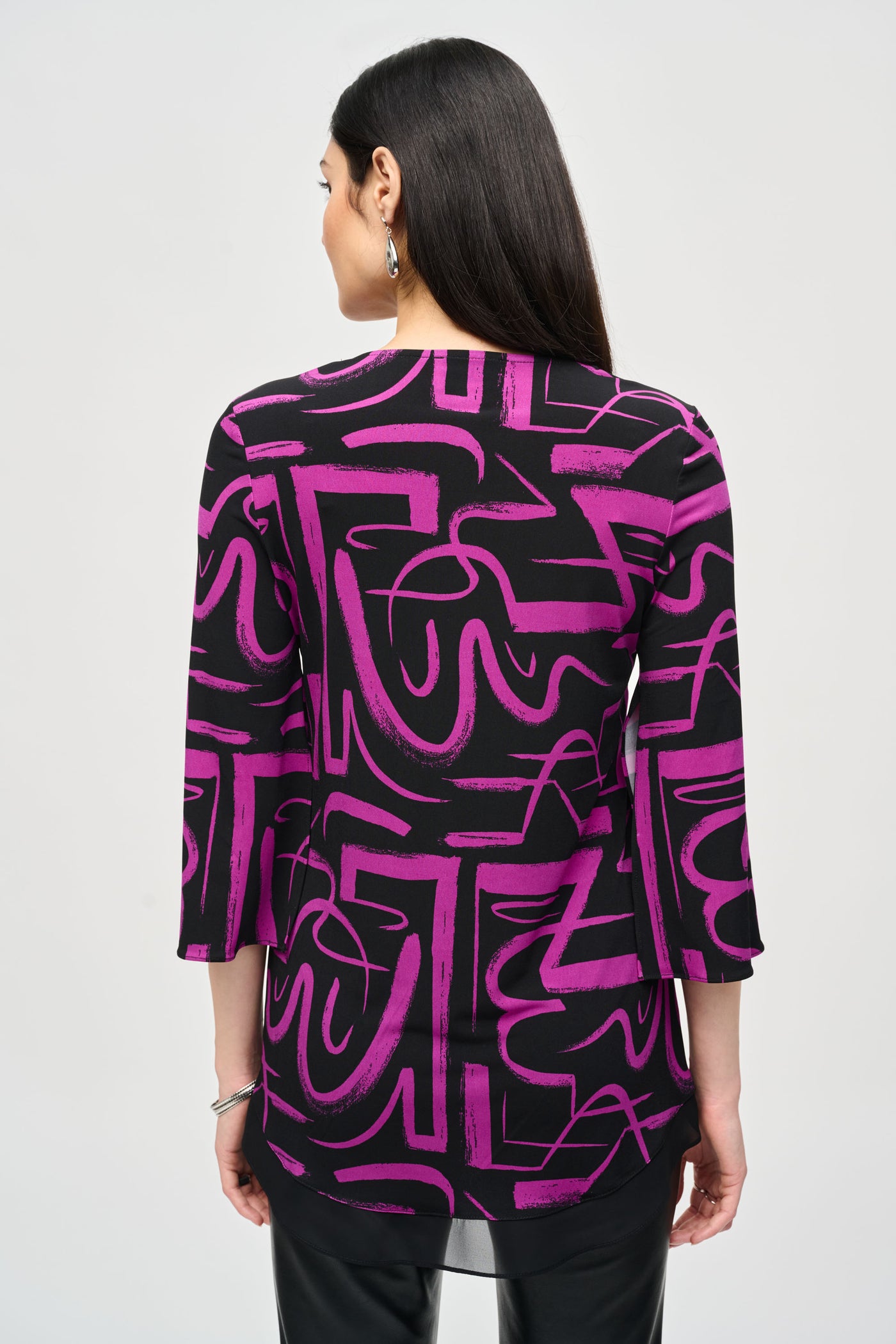 Joseph Ribkoff Silky Knit Abstract Print Flared Top #243059