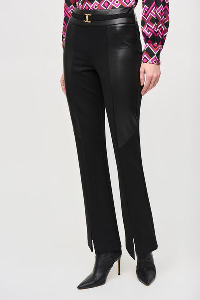 Joseph Ribkoff Heavy Knit And Leatherette Flared Pants #243139