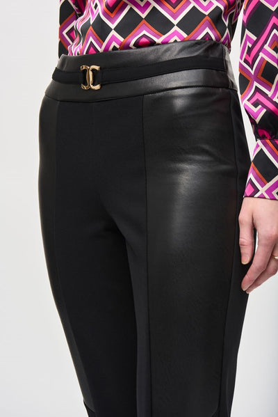 Joseph Ribkoff Heavy Knit And Leatherette Flared Pants #243139