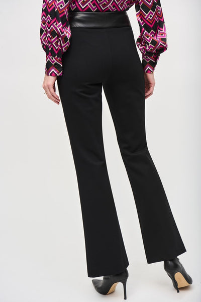 Joseph Ribkoff Heavy Knit And Leatherette Flared Pants #243139