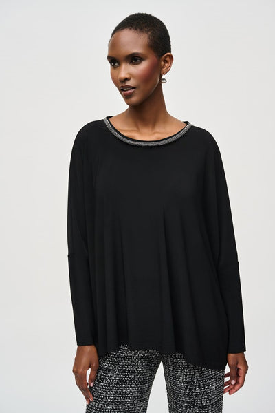 Joseph Ribkoff Silky Knit Top With Embellished Neckline #243164