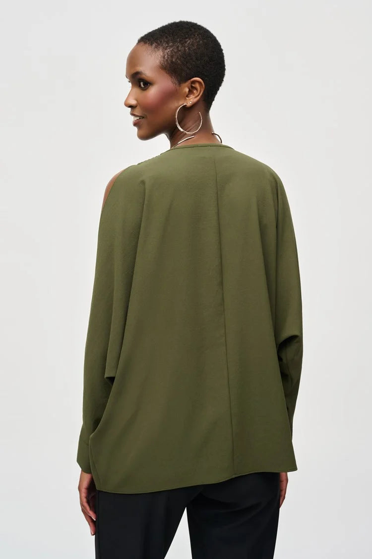 Joseph Ribkoff Woven Boxy Top with Dolman Sleeves #243248 – Ziba