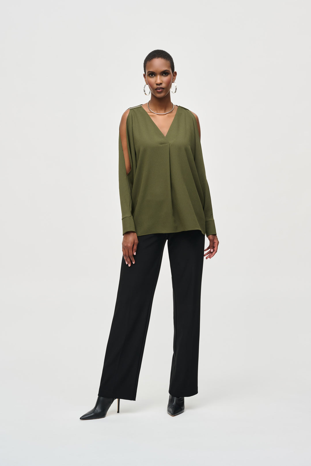 Joseph Ribkoff Woven Boxy Top with Dolman Sleeves #243248 – Ziba