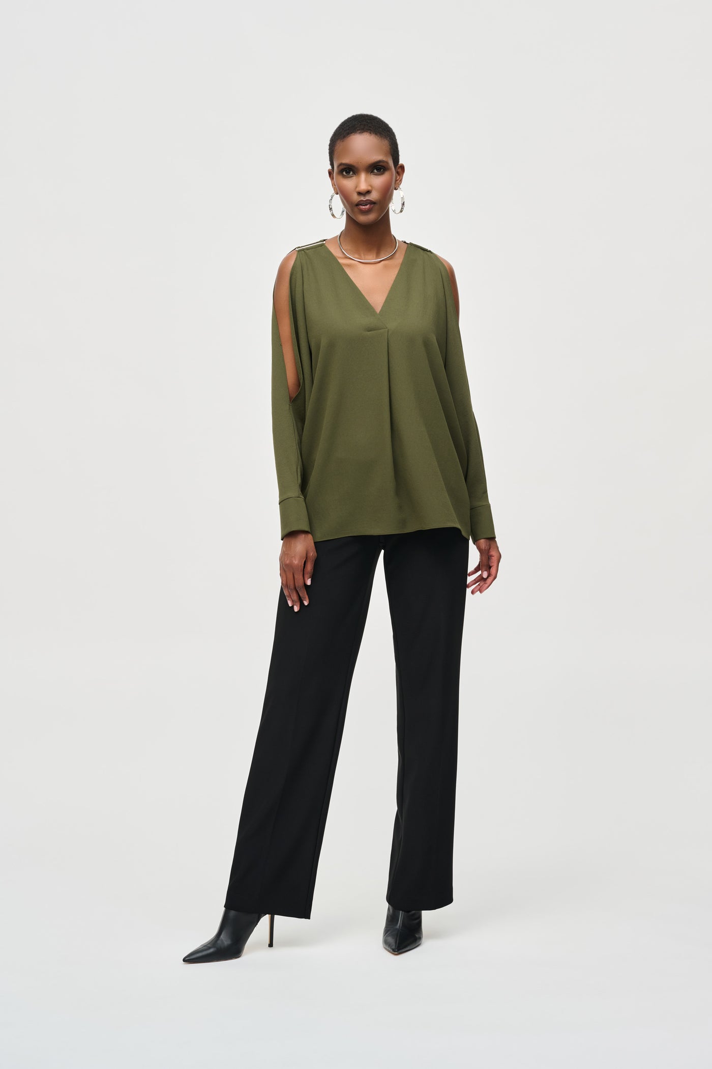 Joseph Ribkoff Woven Boxy Top with Dolman Sleeves #243248