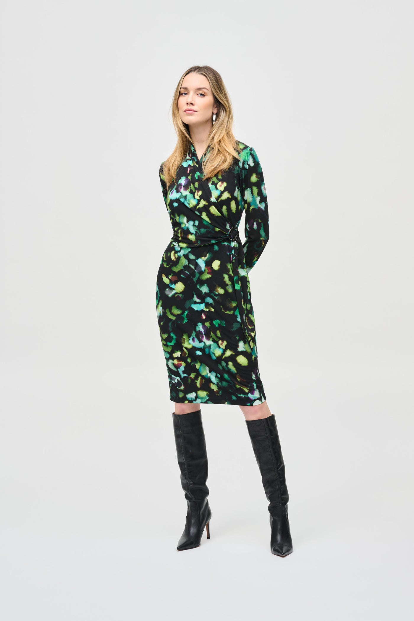 Joseph Ribkoff Silky Knit Abstract Print Wrap Dress #243321